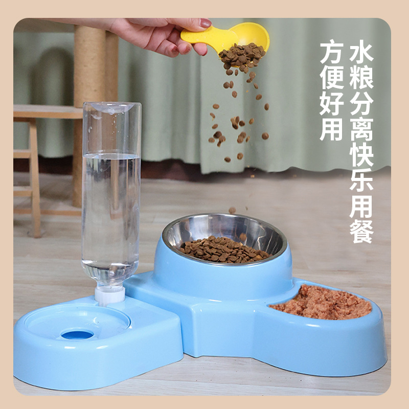 猫碗自动饮水猫粮碗猫咪狗狗碗宠物双碗猫食盆猫盆二合一喂食盆