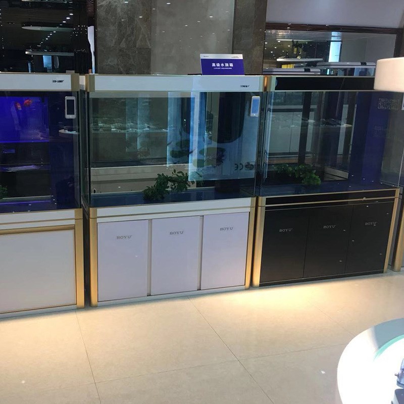 鱼缸带柜子一体大型水族箱免换水客厅落地家用超白玻璃底滤龙鱼缸