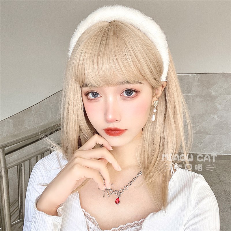 jk假发女锁骨发圆脸修脸中短发齐肩中长款全头套P式Lolita假发套