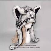 哥特风二次元 亚文化暗黑系毛绒辣妹猫耳帽亚比朋克风摇滚保暖帽