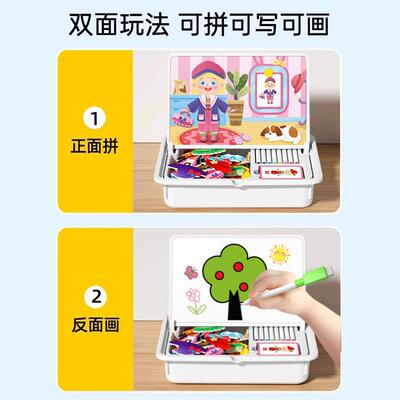 儿童益智五官磁力拼图磁性贴换装-岁幼儿园玩具拼拼乐卡通拼图