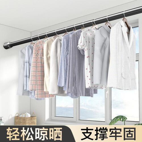 甄选免打孔伸缩杆免安装晾衣杆衣架卧室窗帘挂杆浴帘杆子门帘衣柜