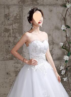 甄选抹胸主婚纱2024新款拖尾新娘结婚简约宫廷小个子中国风豪华轻