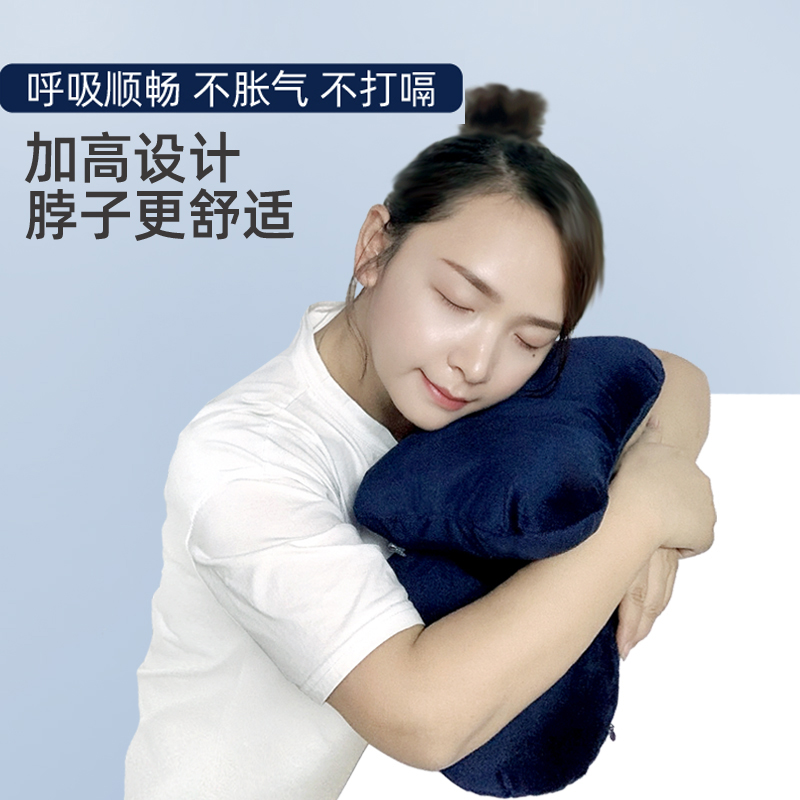 按压充气办公室趴睡枕午r睡神器学生午休抱枕旅行飞机高铁垫腰枕