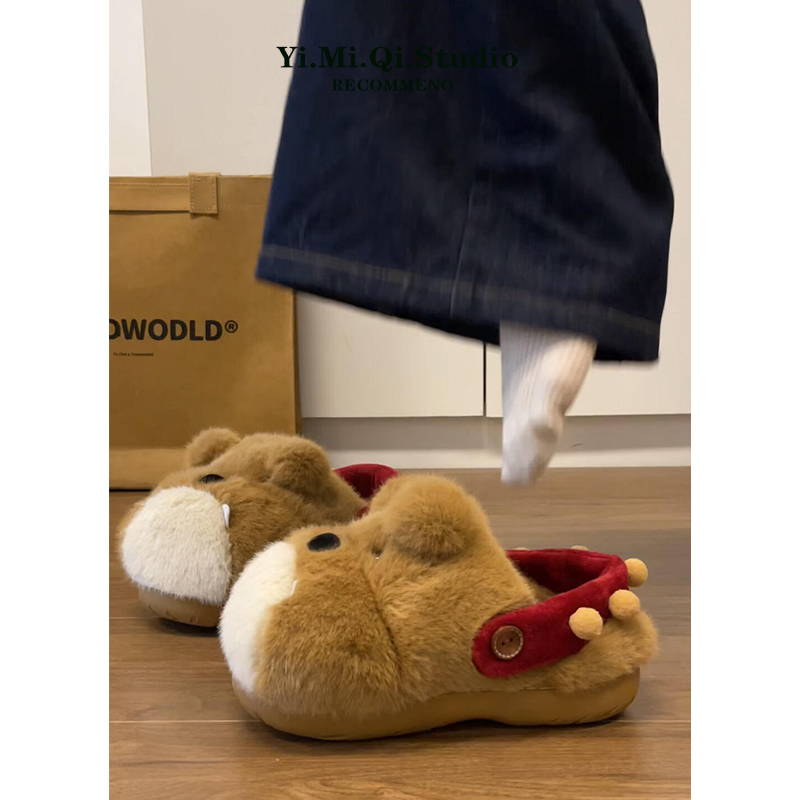 可爱卡通小狗毛毛鞋女202