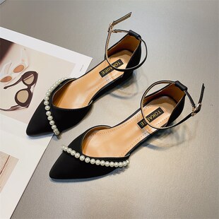 法式仙女风气质包头l凉鞋仙女鞋子2025新款春夏季粗跟低跟尖头单