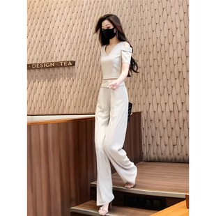 高级感御姐轻熟风网红炸街休闲时尚职G业通勤阔腿裤两件套装女夏