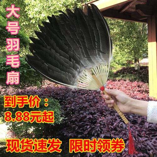 买2送1大号羽毛扇子手工扇黑色鹅毛G扇蒲扇宝宝孕妇扇诸葛孔明扇