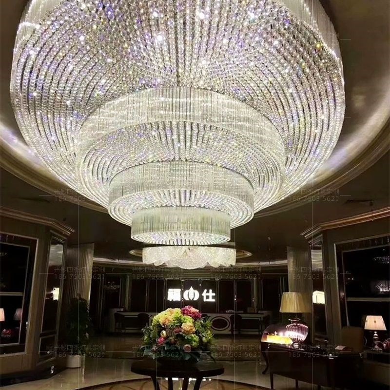 定制水晶网大型吊灯酒o店大堂售楼部宴会厅沙盘区别墅非标工程灯