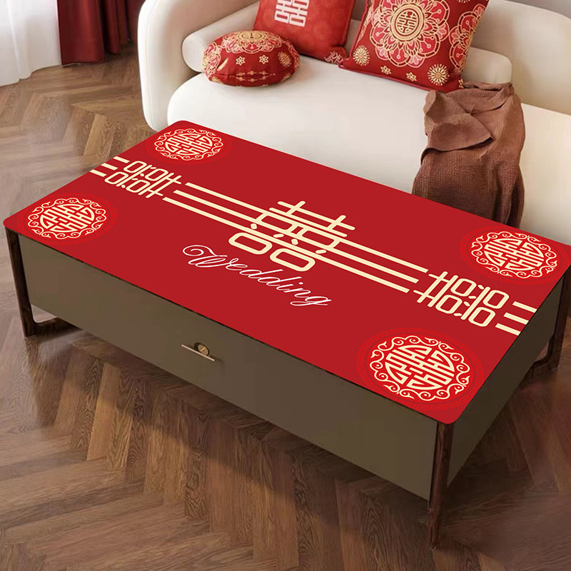 婚庆结婚茶几桌垫长方形桌布防水防油免洗皮革餐桌红色喜庆,居家布艺,桌布,淘宝优惠券,粉丝福利购,淘宝优惠卷