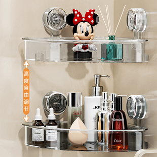 吸盘转角置物架卫生间免打u孔三角收纳架浴室厕所洗漱台子上壁挂