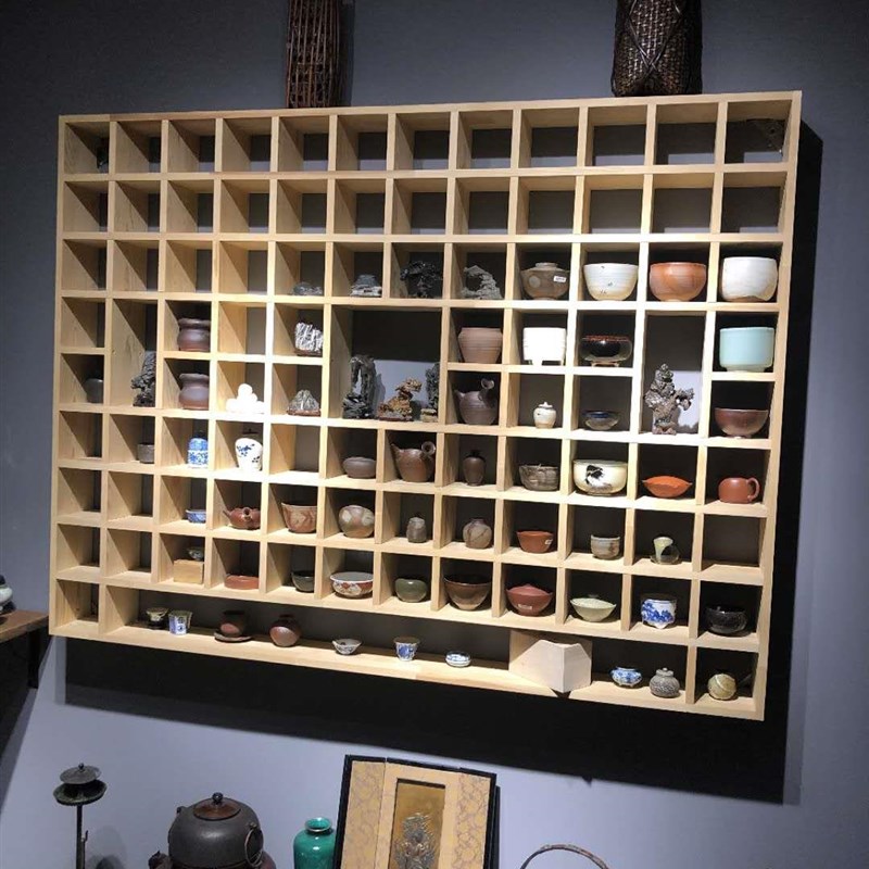 l实木子挂架茶壶展示架墙面置物架博古架墙隔格R储物架板挂墙摆件