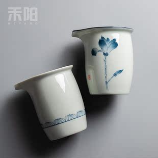 禾阳纯手绘青花公道杯陶瓷分茶器茶海家用防烫公杯倒茶器功夫茶具