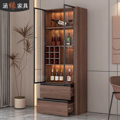 酒柜家用客厅靠墙玻璃门储物柜现代简约小型展示柜餐边柜定制7S35