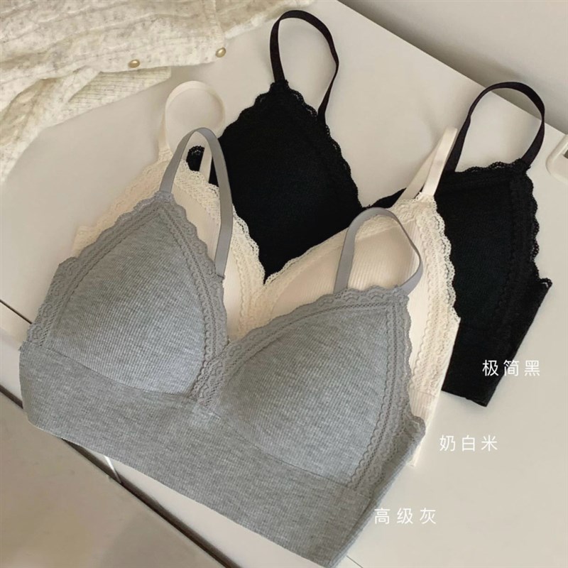 法式。蕾丝e深V美背一体式聚拢无钢圈三角杯内衣文胸 女