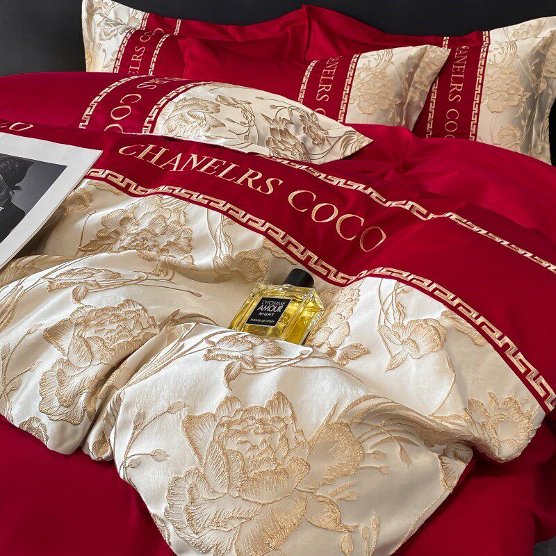 结婚四件套大红色床单被套备婚喜被婚庆床上V用品婚房陪嫁,床上用品,婚庆床品套件,淘宝优惠券,粉丝福利购,淘宝优惠卷