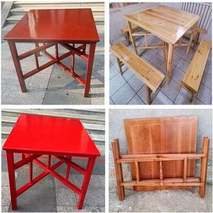 实木八仙桌老式折叠农村家用拆卸原木榫卯结构木质供桌四方桌子