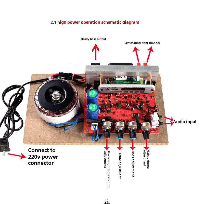 220v大功率蓝牙功放板2.1声道大环牛DIY发烧低音炮音响音箱主板