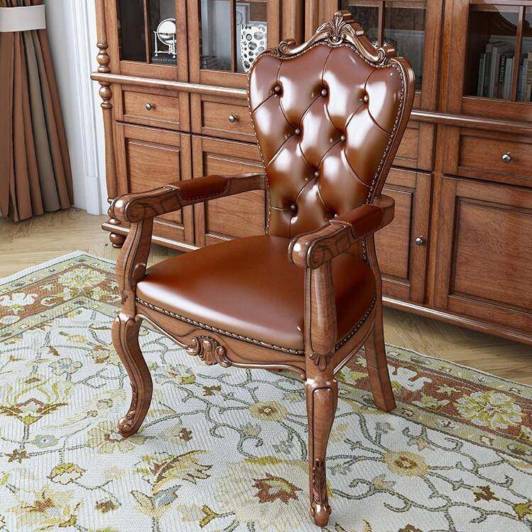 美式全实木办公椅子扶手书椅靠背饭桌休闲真皮电脑椅舒适家具欧式,住宅家具,餐椅,淘宝优惠券,粉丝福利购,淘宝优惠卷