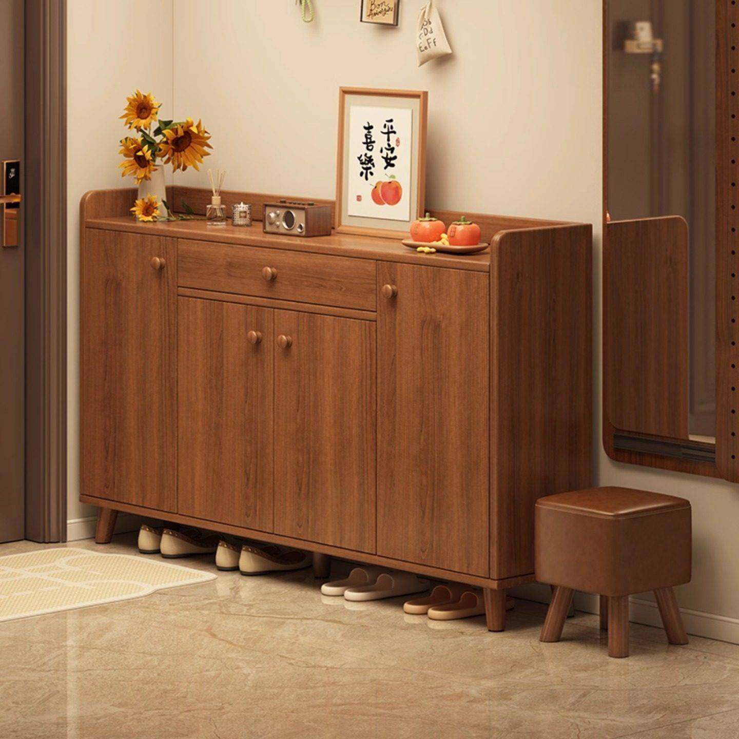 实木生态板鞋柜家用门口收纳一体靠墙玄关柜2026新款入户储物鞋架,住宅家具,鞋柜,淘宝优惠券,粉丝福利购,淘宝优惠卷