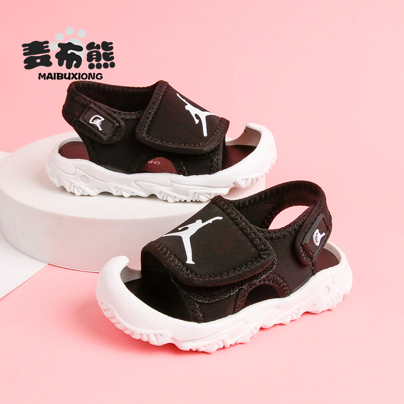 2021夏季新款包头凉鞋男童1一3岁0婴儿女宝宝学步鞋W子软底沙滩鞋