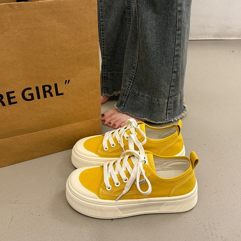 爆款小众厚底板鞋女夏季帆布鞋2025超火新款百搭小白W鞋休闲运动,女鞋,休闲板鞋,淘宝优惠券,粉丝福利购,淘宝优惠卷