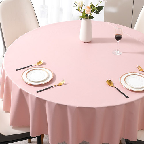 纯色高档桌布防水防油免洗防烫酒店餐桌台布pvc塑料餐厅大圆桌垫