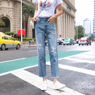 子潮 女春夏直筒宽松九分哈伦显瘦阔腿老爹裤 2025年新款 高腰牛仔裤