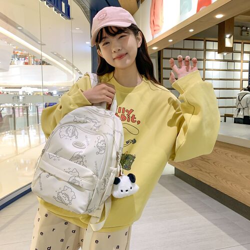书包女初中生简约百搭印花设计2024新款大容量高中生大学生双肩包