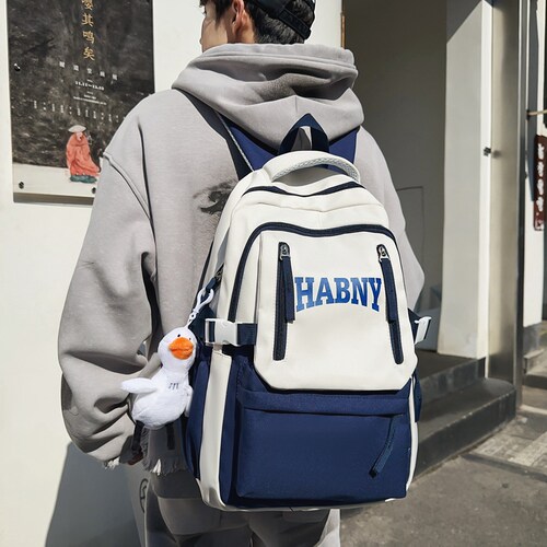 美式复古大容量双肩包男休闲百搭大学生背包潮高中生初中生书包女