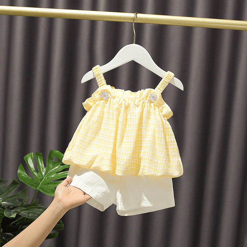 婴儿女宝宝夏装套装一岁女童网红吊带裙0洋派3小童夏季韩版两件套