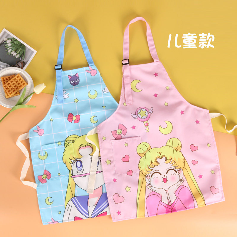 卡通可爱儿童防水围裙吃饭画画衣男女童幼儿园小孩防脏帆布围兜