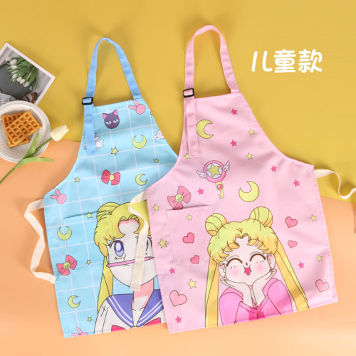卡通可爱儿童防水围裙吃饭画画衣男女童幼儿园小孩防脏帆布围兜