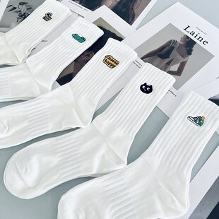 袜子男夏季纯棉防臭篮球袜运动长筒刺绣青少年高中生学生长袜秋冬