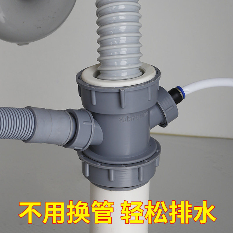 厨房下水管三通接头洗碗机净水器排水管接口对接器下水道三头通