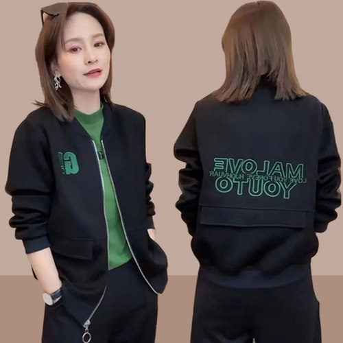 爆款女士短外套2024早春秋装女装新款棒球服开衫洋气休闲外套夹克