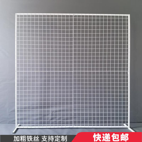 新款婚庆铁艺几何背景森系婚礼摆件E方形花架舞台气球装饰网格屏