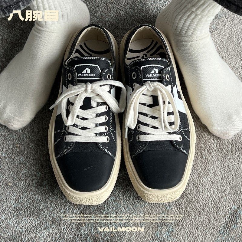 黑白拼接滑板鞋男款春秋美式x高街情侣百搭运动休闲板鞋国潮帆布,流行男鞋,休闲板鞋,淘宝优惠券,粉丝福利购,淘宝优惠卷