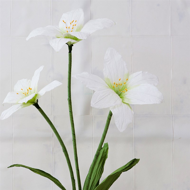 三头百合花纸艺花k艺术装置婚庆舞台假花美陈橱窗摄影道具可定制