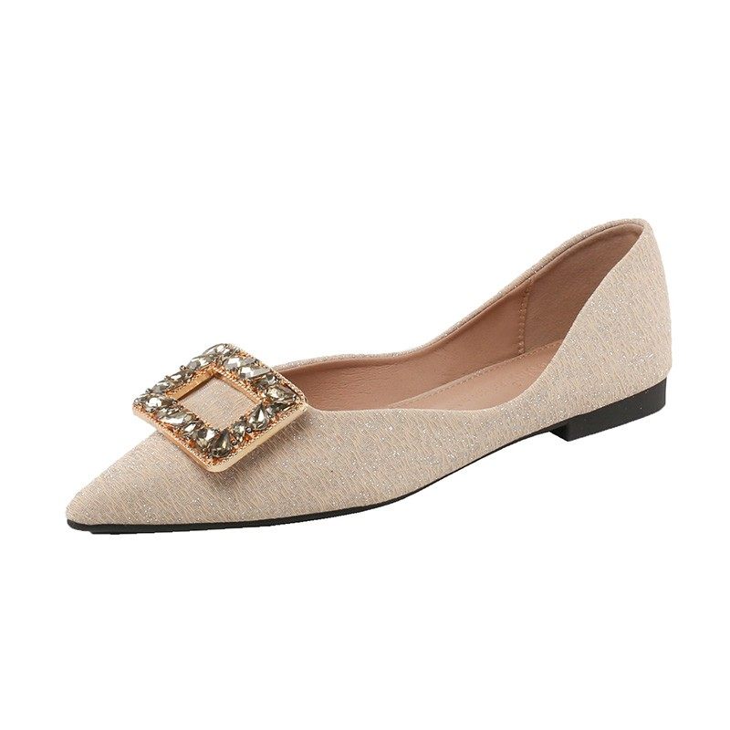 尖头单鞋女浅口2022新r款气质伴娘鞋晚晚风温柔平底大码女鞋41一4,女鞋,浅口单鞋,淘宝优惠券,粉丝福利购,淘宝优惠卷