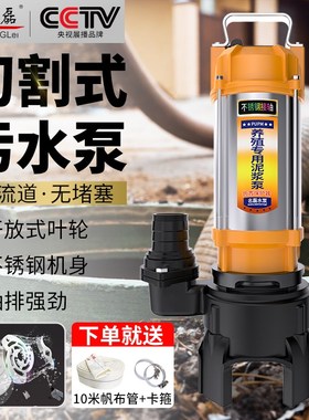 不锈钢污水泵抽粪泥浆切割式高扬程220v380v无堵塞抽污泥泵泥浆泵