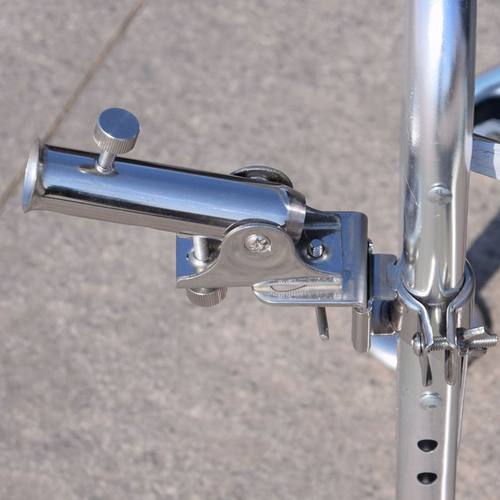 钓椅配件通用型炮台架座加厚万向不锈钢插片式双炮台连球钓椅配件