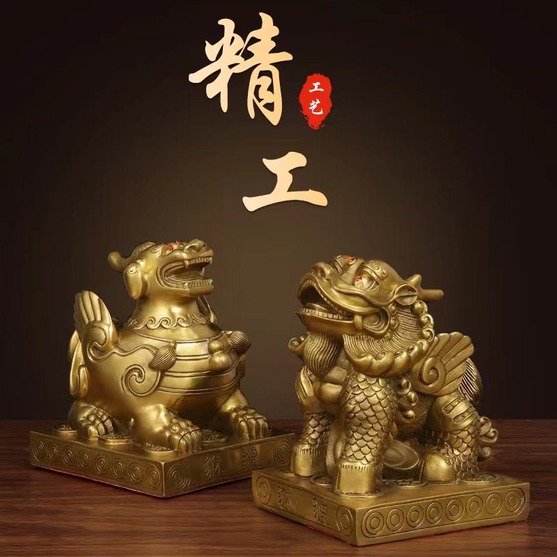 铜貔貅摆件一对纯铜貔恘皮丘貔犰客厅家用店铺办公室开业礼品装饰