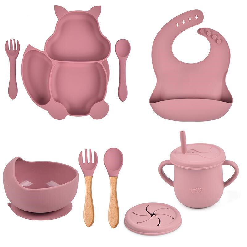 婴儿辅食硅胶餐具套餐儿童硅胶吸盘碗宝宝勺子一体式餐盘