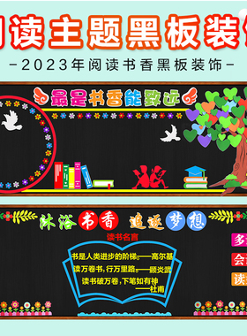 我爱阅读主题书香校园黑板报装饰班级文化墙贴教室布置材料中小学