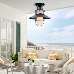 美式复古吸顶灯阳光房灯大门口阳台走廊入户门前灯户外凉亭吊灯