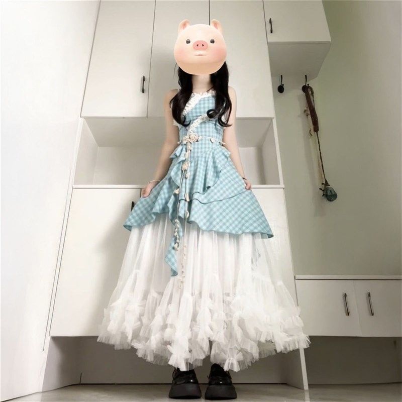 夏季韩系学院风不规则设计感吊带连衣裙女学生搭配蕾丝拼接半身裙,女装/女士精品,时尚套装,淘宝优惠券,粉丝福利购,淘宝优惠卷