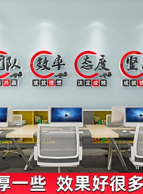 公司企业文化墙贴纸办公室墙面装饰布置励志标语楼梯楼道背景宣传