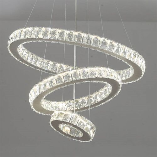 北欧轻奢后现代简约大气客厅灯创意网红餐厅卧室LED圆圈水晶灯具