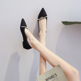 女2023秋季 平底豆豆鞋 新款 软底晚晚风温柔鞋 百搭浅口瓢鞋 尖头包鞋